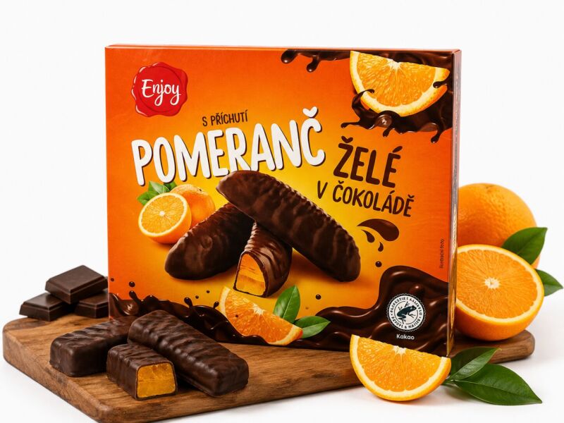 Pomerančové želé máčené v čokoládě 190g